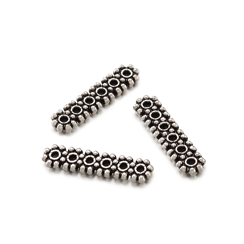 50xBarras espaciadoras de plata tibetana de 6 agujeros para hacer joyas rectángulo sin níquel 20x5 mm Foto 1 de 4