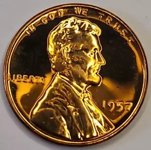 1957 P GEM PROOF LINCOLN WHEAT CENT RED - Picture 1 of 8