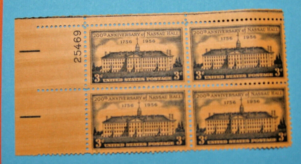 1956 200th Anniversary of Nassau Hall 3 Cent U.S. Block of 4 Stamps (N0. 1) - Image 1 of 1