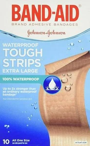 Band-Aid Tough Strips Adhesive Bandages Waterproof Extra Large 10 ct Pack of 4 - Picture 1 of 2