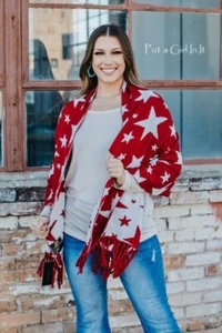 Neu Damen WENDESCHAL ROT WEISS STERNMUSTER PATRIOTISCH FRANSEN HALSTUCH Einheitsgröße - Bild 1 von 4