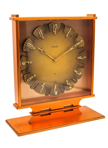 Jaeger LeCoultre 1950 Swiss Retro Modernist Mechanical Desk Clock Near Mint Cover