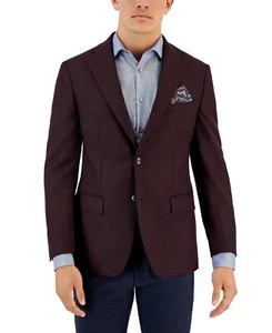 Tallia Men's Wool Slim-Fit Pattern Sport Coat Burgundy/Blue B4HP $295 - Picture 1 of 6