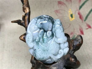 Natural manual delicate carved Myanmar fine emerald brave troops pendant 564 - Picture 1 of 8