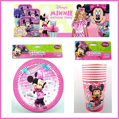 Disney Minnie Mouse Suministros de Fiesta de Cumpleaños 8 Tazas 8 Platos Niñas Vajilla  Foto 1 de 4