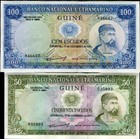 Portuguese Guinea Set 2 Pcs 50 100 Escudos 1971 P 44 45 UNC