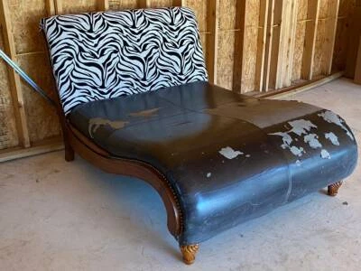 Chaise Lounge Interior Salón Ocio Sofá Cuero Artificial Negro Foto 1 de 2