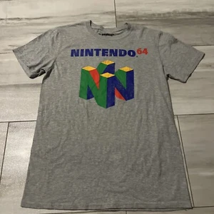 Nintendo 64 Size Medium Gray Graphic Logo Short Sleeve Crew Neck Casual T Shirt - Picture 1 of 1