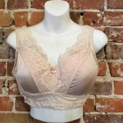 Rhonda Shear Light Nude Floral Lace Retro Bra New Removable Pads New - Image 1 of 4