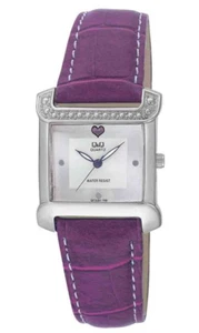 Q&Q PU Leather Studded Purple Ladies Watch Q613J301Y - Picture 1 of 2