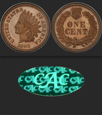 1865 NGC PR63 CAC 500 Minted = Lowest 1865-Today 1C! Civil War Proof Indian Cent - Image 1 of 4