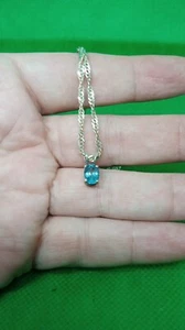Sterling Silber Halskette mit Aquamarin Farbstein Anhänger - Bild 1 von 9