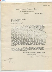 Vintage Letterhead HORACE MURPHY PUBLISHING Bastable Theatre Bldg Syracuse NY - Bild 1 von 1