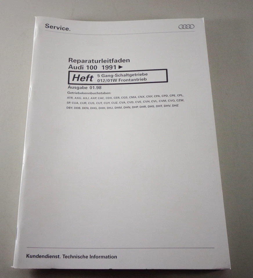 Manual de Taller / Guía de Reparación Audi A6 C4 5-Gang Caja de Cambios 012/01W - Imagen 1 de 1