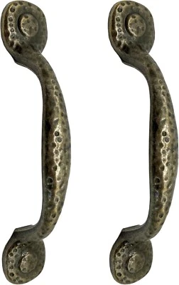 2pcs Rod Cabinet Drawer Pull Antique Bronze Hammered Handles Zinc Alloy Decor - Image 1 of 4