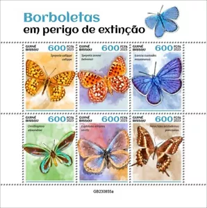 2024 11 - GUINEA BISSAU - ENDANGERED BUTTERFLIES 6V MNH ** - Picture 1 of 1