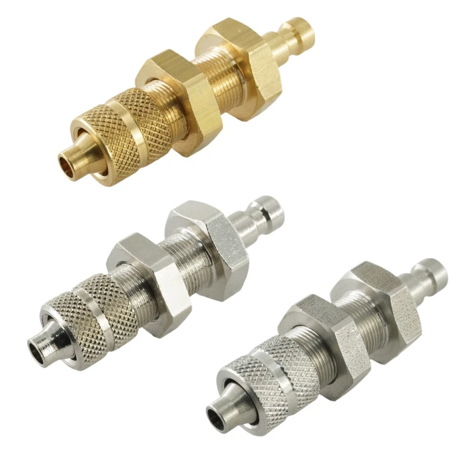 FITTINGSTORE Kupplungsstecker mit Überwurfmutter & Schottgewinde - NW 2,7 Messing-/vernickelt