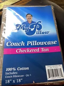 NEW My Pillow COUCH PILLOWCASE Checkered Tan 18" X 18" - Picture 1 of 2