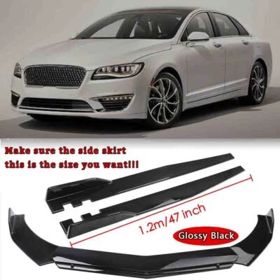 Front Bumper Lip Spoiler Splitter Body Kit+46"Side Skirt Glossy For Lincoln MKZ Foto 1 de 4