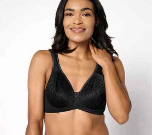 Breezies Wild Rose Seamless Underwire Support Bra Black,36 D A683698 - Picture 1 of 1