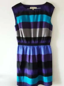 LOFT ~ Ann Taylor Womens Size M Shift Dress Blue Sleeveless Colourful Cool - Picture 1 of 11