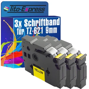 3x Schriftband für Brother TZe-621 P-Touch 1000 1000 BTS 1000 F 1005 BTS 1005 F - Bild 1 von 2