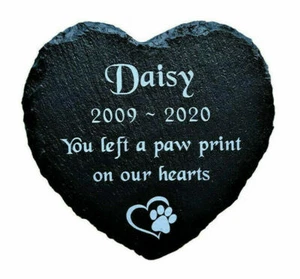 Personalizado Grabado Piedra de Pizarra Corazón Mascota Memorial Marcador de Tumba Placa Mascota Perro - Imagen 1 de 1