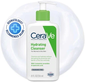 Cerave Hydrating Cleanser Face Wash for Normal to Dry Skin, Hyaluronic Acid +... - Picture 1 of 12