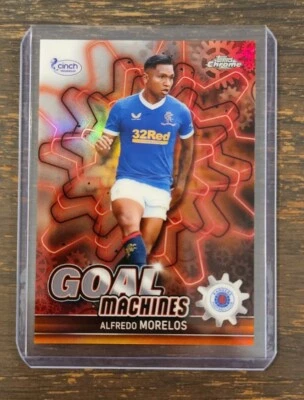 2021-22 Topps Chrome SPFL Alfredo Morelos Goal Machines Orange SP #/25 Rangers - Image 1 of 2