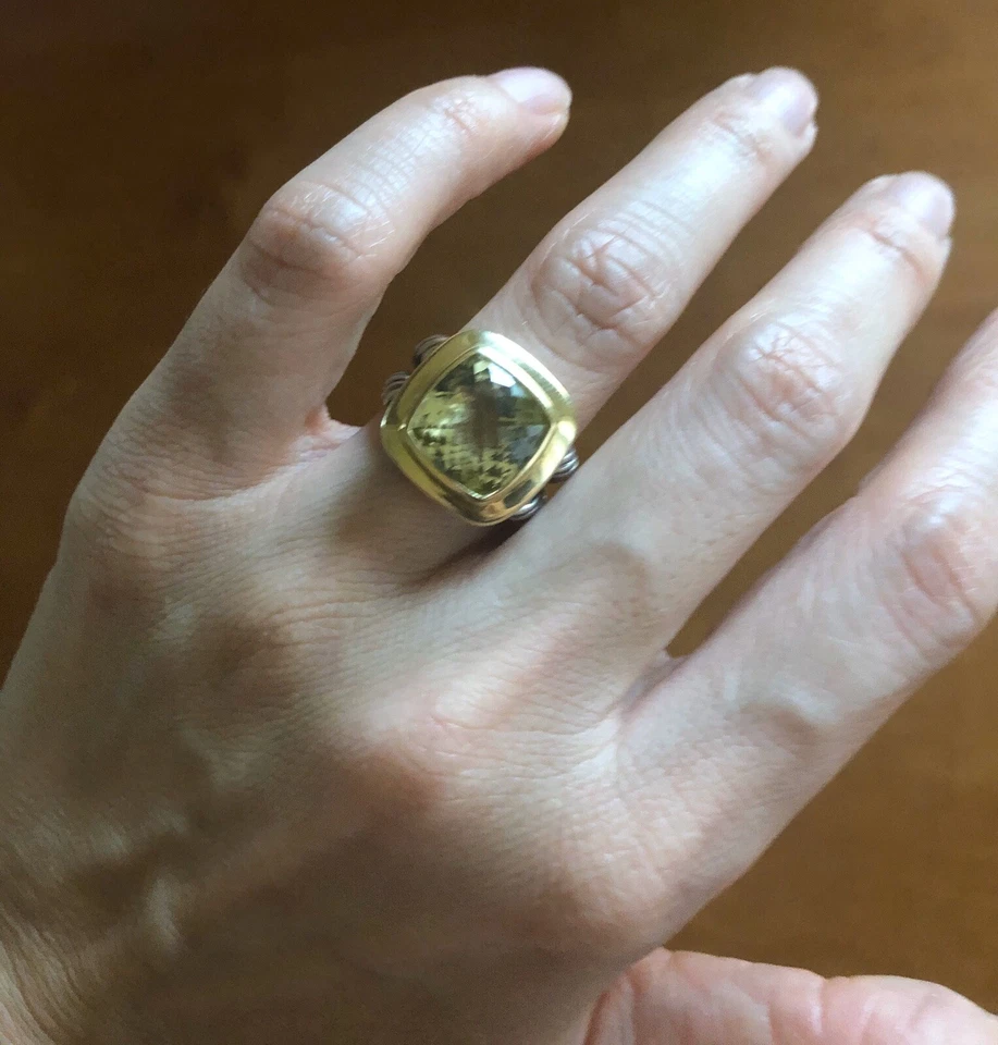 Anillo David Yurman 11mm Albion 18K Y Plata de Ley Verde Citrino Foto 1 de 4