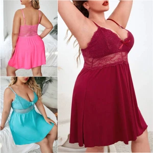 Plus Size Women Sexy Lingerie Lace Babydoll Nighdress Pajamas Nightgown Dress US - Picture 1 of 15