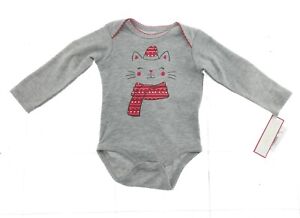 Wee Play Infant Girls Gray Christmas Kitten One Piece Size 6 - 9 Mths