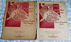 Lot of 2 Manual de Falla Piano Sheet Music El Amor Brujo and La Vida Breve 1923 - Picture 1 of 4