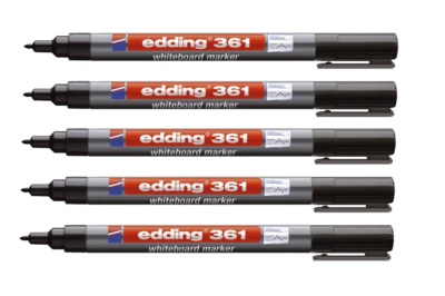 5 x Edding 361 Boardmarker - nachfüllbar, 1 mm, Whiteboardmarker, schwarz