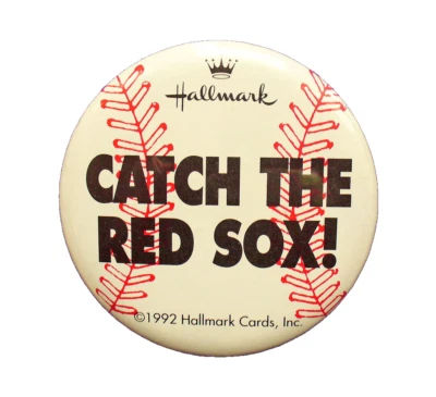 RARE Hallmark BUTTON PIN Vintage RED SOX Baseball MLB 1992 CATCH THE Promotional - Image 1 of 2