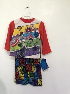 Marvel Mighty Avengers Boy's Flannel Super Hero Pajama Set S 4/6NWT - Picture 1 of 6