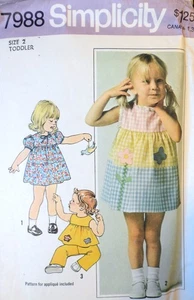 Vtg 1970s Simplicity 7988 Tiered Dress Top Pants SEWING PATTERN Toddler 2 UnCut - Picture 1 of 5