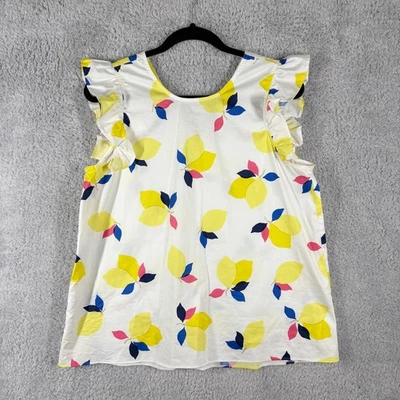 Top sin mangas con volantes estampado de ralladura de limón Kate Spade para mujer M popelina de algodón blanco Foto 1 de 4