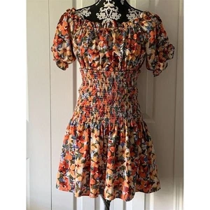 Shein Damen Kleid Blumen Off-Shoulder Puffärmel Größe M Mehrfarbig - Bild 1 von 11