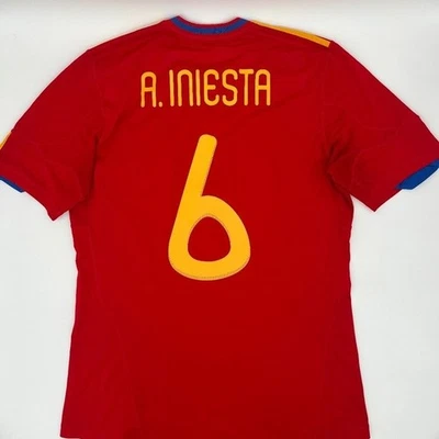 Iniesta #6 Spain 2010 Home ORIGINAL Adidas Soccer Jersey (S) - Image 1 of 4