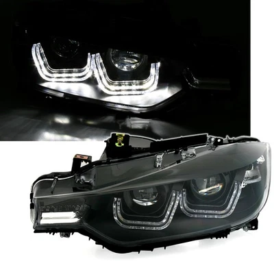 LED Angel Eyes Scheinwerfer für BMW F30 Limousine F31 Touring schwarz - Bild 1 von 4