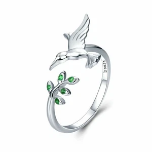 925 Sterling Silver Hummingbird Ring Adjustable Open Ring Jewelry Gift for Women - Picture 1 of 7