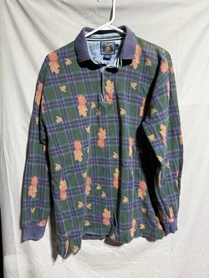 Vintage Chaps Ralph Lauren Button Denim Collar Rugby Sweatshirt Flannel Large - Image 1 of 4