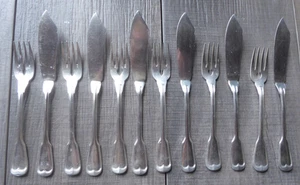 WELLNER  Fischbesteck - Augsburger Faden - Silb. 90 - 6 Pers. - - Bild 1 von 3