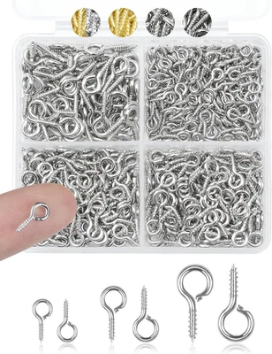 320 peças pinos pequenos de prata cobre parafuso olho para fazer joias e artesanato faça você mesmo, mini - Imagem 1 de 4