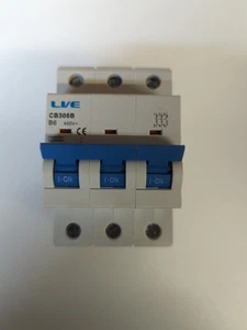 Live Electrical B6 B Typ 6 Amp CB306B 3-poliger dreipoliger Leitungsschutzschalter 10kA - Bild 1 von 8