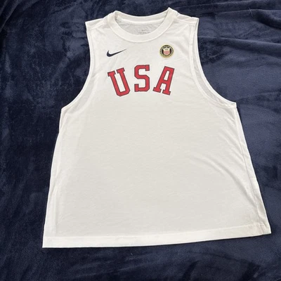 USA Women’s Med (M) Women’s Team USA Olympic Signature T-Shirt Tank Tee white - Image 1 of 4