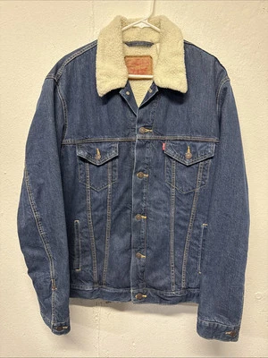 Levi's Sherpa Denim Jean Jacket Mens Large Blue Trucker Style - Image 1 of 4