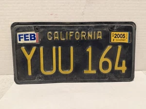 Placa de matrícula vintage negra de California YUU 164 placa única - Imagen 1 de 14
