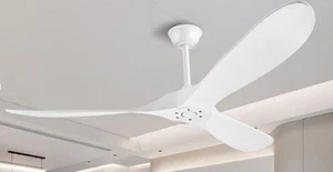 60 Inch Solid Wood Ceiling Fan 3 Blades w/ Remote Control - White - Read Info - Picture 1 of 7